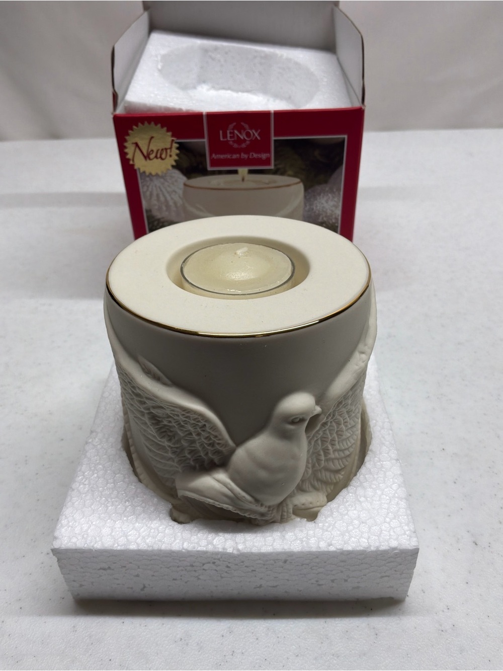 Lenox White Ceramic Dove Candle Holder - American by Design